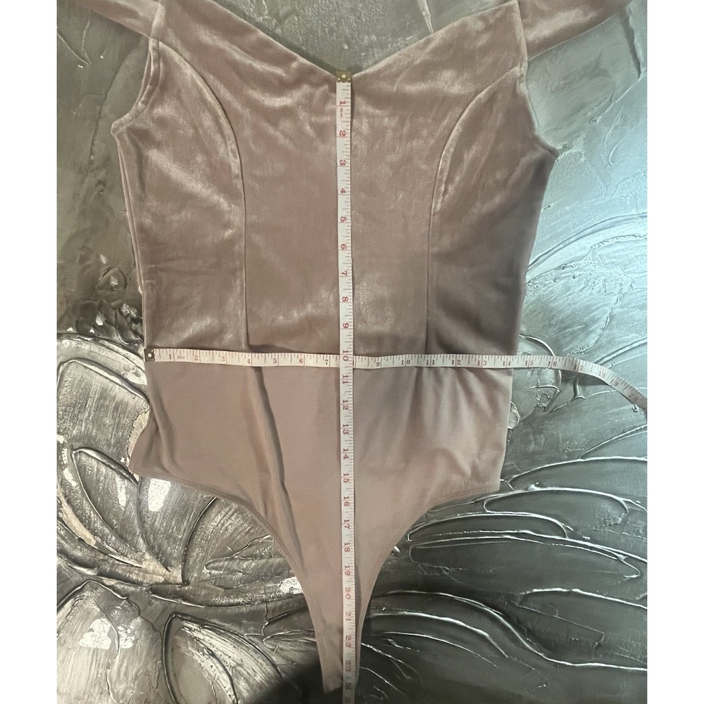 Light Pink Velvet Bodysuit Boho Glam Chic Party Top -Free Press -Size L -New - Picture 9 of 16